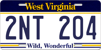 WV license plate 2NT204