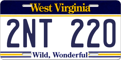 WV license plate 2NT220