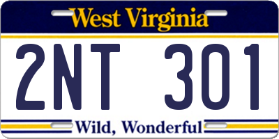 WV license plate 2NT301