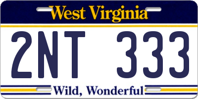 WV license plate 2NT333