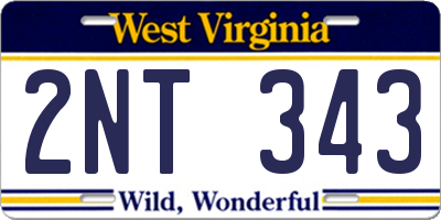 WV license plate 2NT343