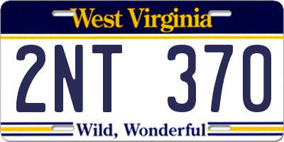 WV license plate 2NT370