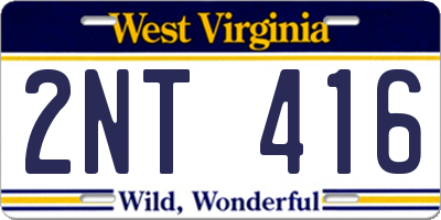 WV license plate 2NT416