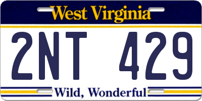WV license plate 2NT429