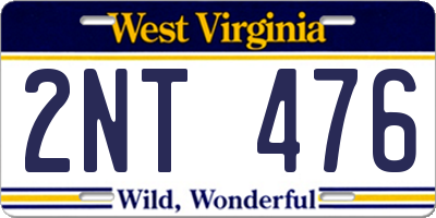 WV license plate 2NT476