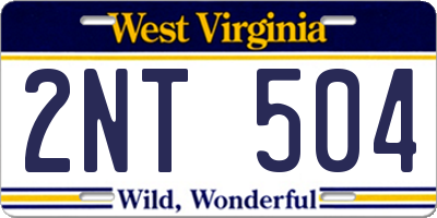 WV license plate 2NT504