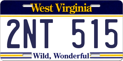 WV license plate 2NT515