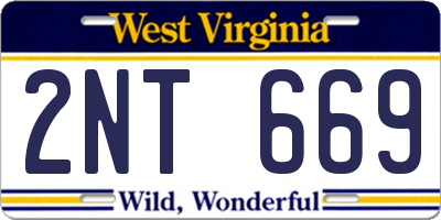 WV license plate 2NT669