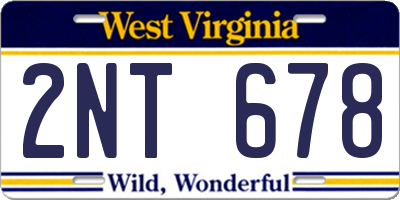 WV license plate 2NT678