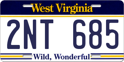 WV license plate 2NT685