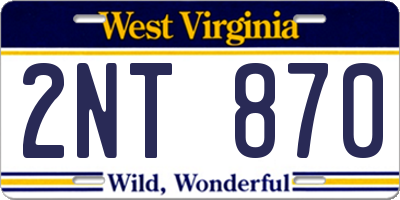 WV license plate 2NT870
