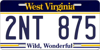 WV license plate 2NT875