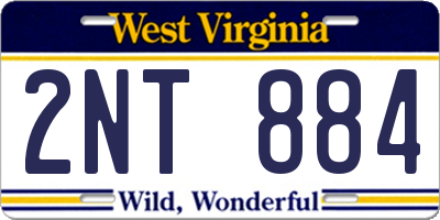 WV license plate 2NT884