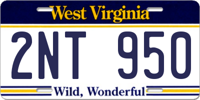 WV license plate 2NT950