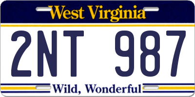 WV license plate 2NT987