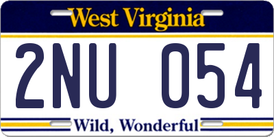 WV license plate 2NU054