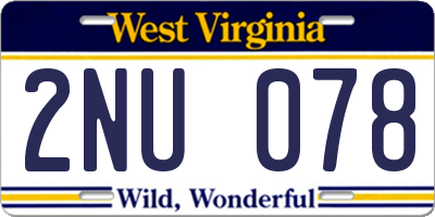 WV license plate 2NU078