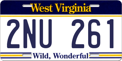 WV license plate 2NU261