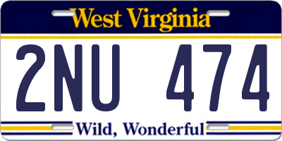 WV license plate 2NU474