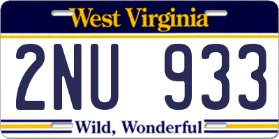 WV license plate 2NU933