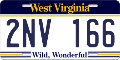 WV license plate 2NV166