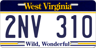 WV license plate 2NV310