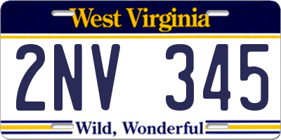 WV license plate 2NV345