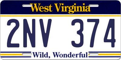 WV license plate 2NV374