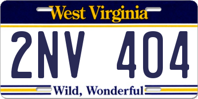 WV license plate 2NV404