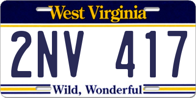 WV license plate 2NV417