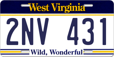 WV license plate 2NV431