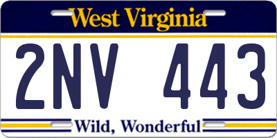 WV license plate 2NV443
