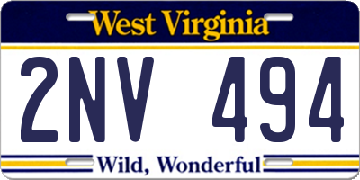 WV license plate 2NV494