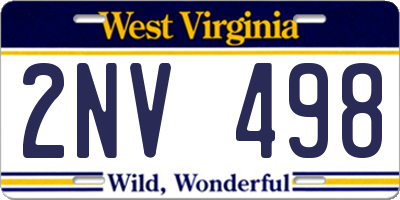WV license plate 2NV498