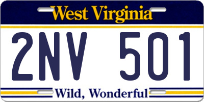 WV license plate 2NV501