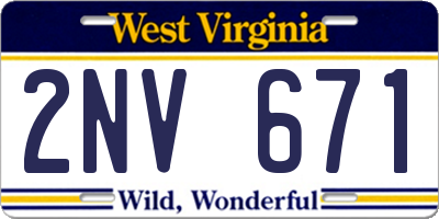WV license plate 2NV671