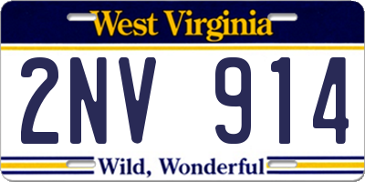 WV license plate 2NV914