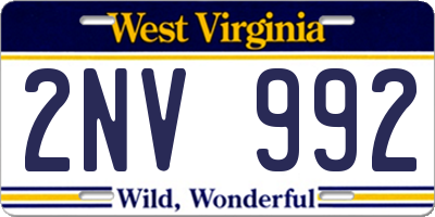 WV license plate 2NV992