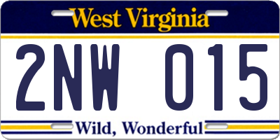 WV license plate 2NW015