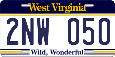 WV license plate 2NW050