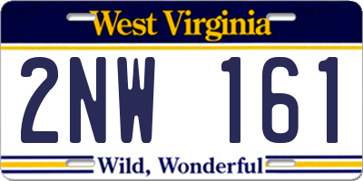 WV license plate 2NW161