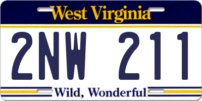 WV license plate 2NW211