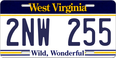 WV license plate 2NW255