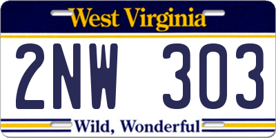WV license plate 2NW303