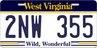 WV license plate 2NW355
