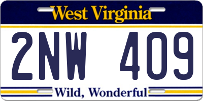 WV license plate 2NW409