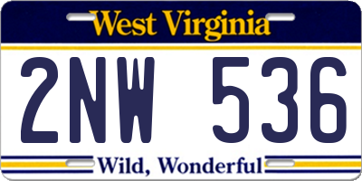 WV license plate 2NW536