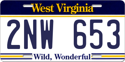 WV license plate 2NW653