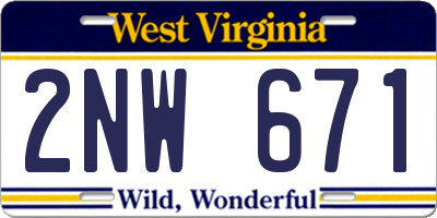 WV license plate 2NW671