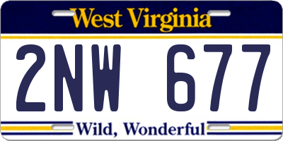 WV license plate 2NW677